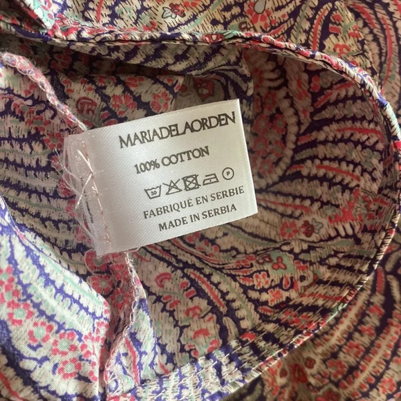 Maria de La Orden sz L crop puff sleeve button front blouse excellent pre owned - Picture 8 of 8